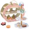 CUTE STONE Wooden Toy Tea Party Set, Kids Dessert Playset with Double-Sided Holiday Stand, Cupcake Stand, Pretend Play Baking Food for Toddler 3-6 Years Old Girls Boys view 1