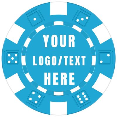 12 Grams Personalized Poker Chips|Custom Poker Chips with Logo,Text,Image|Double-Sided Full-Color Printing|Poker Chip Sets for Bar Tokens,Golf Ball Markers,Wedding Favors (B,Light Blue)