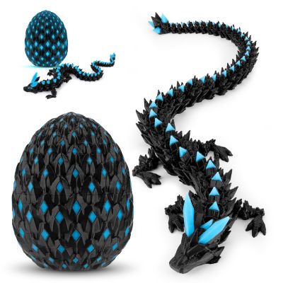 FLISAT 3D Printed Dragon with Mystery Dragon Egg Glow in The Dark, Cool Stuff Fun Gifts, Fidget Toy for Adults Teens Boy Home Decor Easter Basket Stuffers