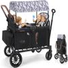 ELEMARA Wagon Stroller 4 Seater, Premium Stroller Wagon for 4 Kids, Foldable All-Terrain Wagon for Kids with Canopy, Adjustable Push/Pull Handles,Convertible High Seat&Organizer, Black+Purple view 1