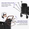 ELEMARA Wagon Stroller 4 Seater, Premium Stroller Wagon for 4 Kids, Foldable All-Terrain Wagon for Kids with Canopy, Adjustable Push/Pull Handles,Convertible High Seat&Organizer, Black+Purple view 3