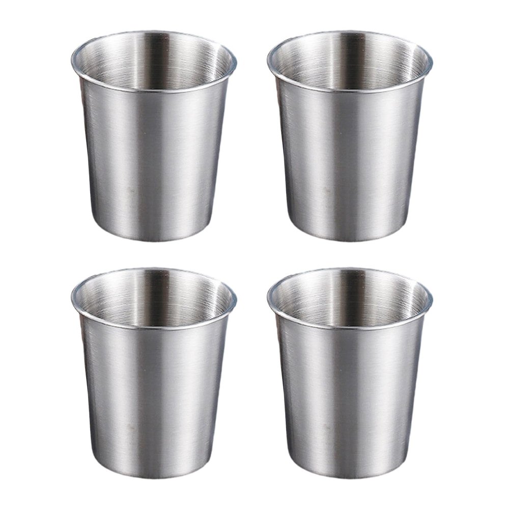 4pcs Practical Stainless Steel Kids Cups Kids Metal Cups Sturdy and Portable Stainless Steel Drinking Glasses Stackable Metal