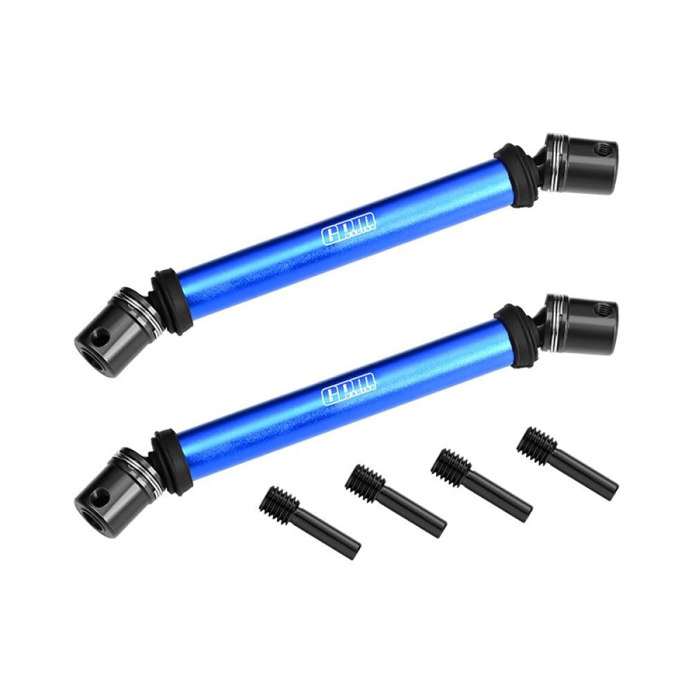 4140 Carbon Steel+Alloy 6061-T6 Front+Rear Universal Center Slider Driveshaft for LOSI 1/8 LMT 2.0 Grave Digger 4X4 Solid Axle Brushless Monster Truck-LOS04028 Upgrades - Blue