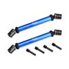 4140 Carbon Steel+Alloy 6061-T6 Front+Rear Universal Center Slider Driveshaft for LOSI 1/8 LMT 2.0 Grave Digger 4X4 Solid Axle Brushless Monster Truck-LOS04028 Upgrades - Blue view 1