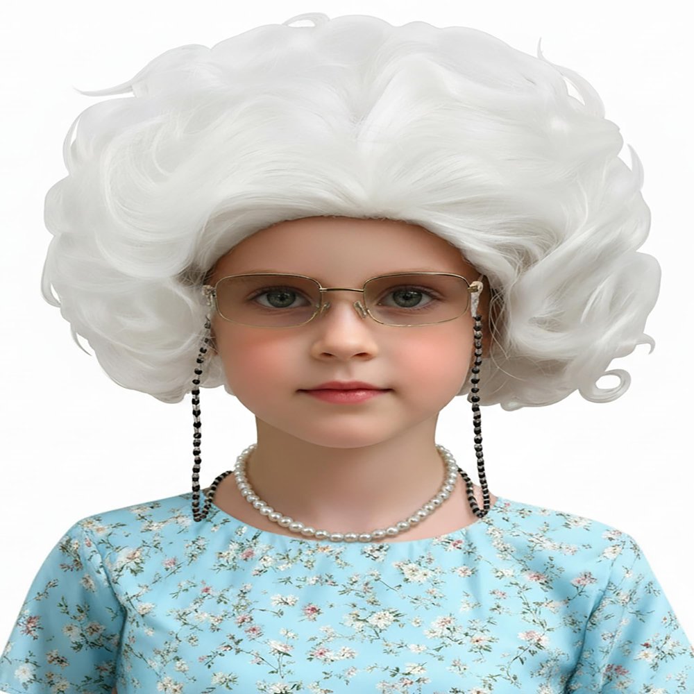 ZGXYZXMY Short White Wig for Girls Toddler Halloween Party Daily Costumes