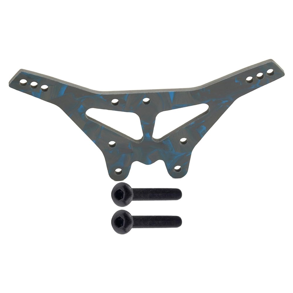 DJX 3mm Blue Forged Carbon Fiber RC Rear Shock Tower for 1/10 Losi 22S Sprint Car Upgrade Parts Accessories (Rear) (Black and Blue)