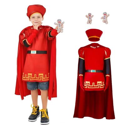 6PCS Kids Lord Farquaad Costumes Outfits with Hat Shirt Cape Gloves (140 cm)