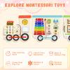Spacocld Montessori Sensory Board - Electric Train Wooden Wall Busy Board, Toddler Learning Panel Wall-Mounted, Educational Toys for 3-6 Years, Interactive Playroom Activity Gifts for Kid view 2
