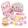 Tea Party Set for Little Girls,39 Pcs Flower Tea Set Toys with Dessert,Cake Stand,Teapot,Cups,Plates,Storage Case,Pretend Play Kitchen,Birthday Princess Gift Set for 3 4 5 6 7 8 Year Old Girls view 1