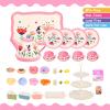 Tea Party Set for Little Girls,39 Pcs Flower Tea Set Toys with Dessert,Cake Stand,Teapot,Cups,Plates,Storage Case,Pretend Play Kitchen,Birthday Princess Gift Set for 3 4 5 6 7 8 Year Old Girls view 4