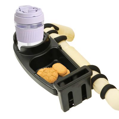 3 in 1 Stroller Snack Tray with Cup Holder Pram Accessoeies Universal Stroller Food Tray with Removable Hooks Cup Snack Holder for Travel Shopping Going Out