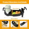 3 in 1 Stroller Snack Tray with Cup Holder Pram Accessoeies Universal Stroller Food Tray with Removable Hooks Cup Snack Holder for Travel Shopping Going Out view 2