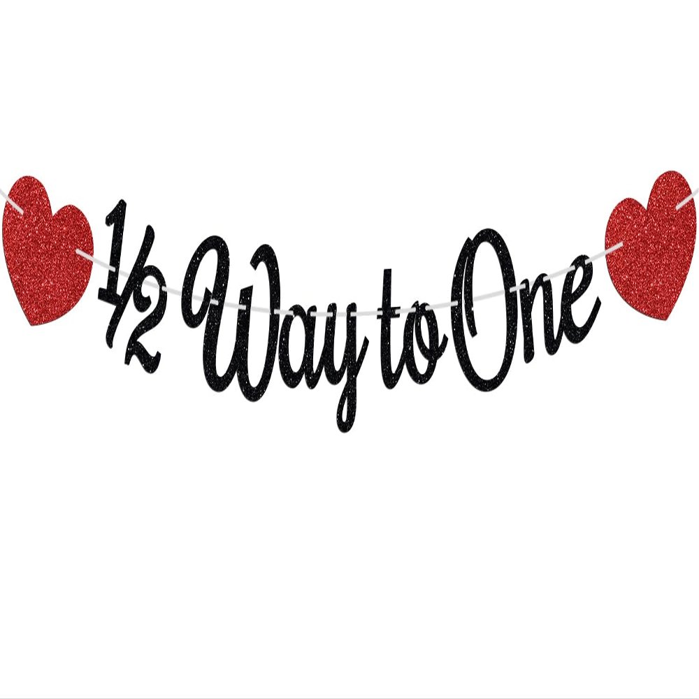 1/2 Way to One Banner, Happy 6 Months, Baby Half Birthday Baby Shower Party Decorations Supplies for Boy Girl