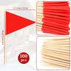 100 PCS Classic Red Toothpick Flags - Mini Solid Golf Cupcake Toppers Triangle Sticks with Writable Surface, Blank DIY Flags for Golf, Cupcakes, Fruit & Cheese Markers, Party Decorations and Labeling view 2