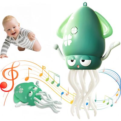 Dancing Octopus Baby Toy,Electric Crawling Octopus Tummy Time Toy,Rechargeable Magic Dancing Music Squid for Kids Ages 3 to 6,Adorable Gifts for Kids Birthdays,Funny Office Desk Decoration (Green)