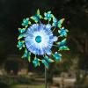 46" Butterfly Flower Solar Wind Spinners Led Garden Wind Spinner, Sapphire Kinetic Windmill Wind Spinner Outdoor Decor, Wind Sculpture for Patio, Lawn & Garden view 3