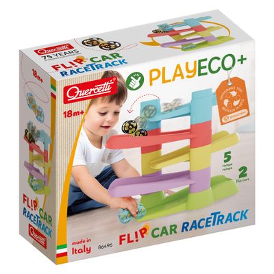 Quercetti Flip Car Race Track Eco Eco-Friendly and Durable Car Track, Educational Toy for Children from 1 Year Old