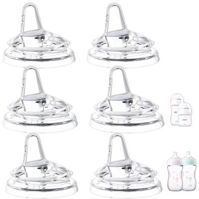 6Pack Sippy Spout Nipples Compatible with Philips Avent Natural Bottles, Trainer Sippy Cup 100% Food Grade Silicone Soft Nipple, Easy to Clean, Easy Transition from Bottle to Cup