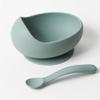 Konny Baby Bowl Microwaveable Silicone & Spoon Set, Self Feeding Essentials Baby Led Weaning Supplies -Sage view 1