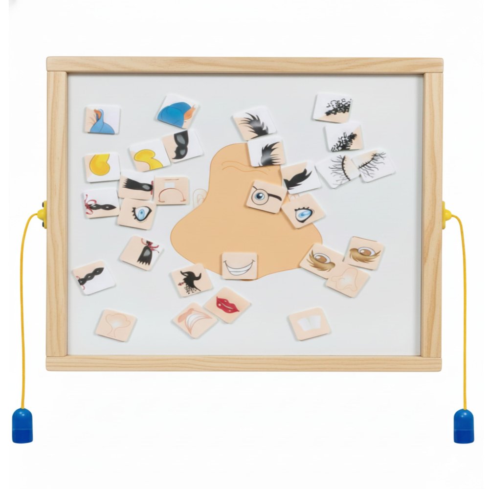 Playscapes Magnetic Toddler Activity Wall Panel Toy Interactive Wall Busy Board Melamine Frame & Acrylic Panel with 2 Wands Easy Installation, No Loose Pieces, Easy-to-Clean Funny Face