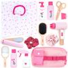 UMU Wooden Hair Salon Playset  17 Pcs Pretend Hairdressing Toy with Hair Dryer Straightener Mirror Comb & Accessories  Little Woman Design Beauty Role Play Toy for Girls Ages 3 4 5 6 view 1