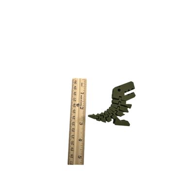 3D T-Rex Fidget Toy, 3 Inch Tall, Black Articulated Dinosaur Figure (2 Pack) (Dark Green)