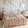 100% Cotton Muslin Blanket for Bed 40x60 Inches Cozy Soft Lightweight and Breathable Waffle Weave Blanket for Summer Home Decor Gift for Women Beige (Beige, 40x60 Inch) view 3