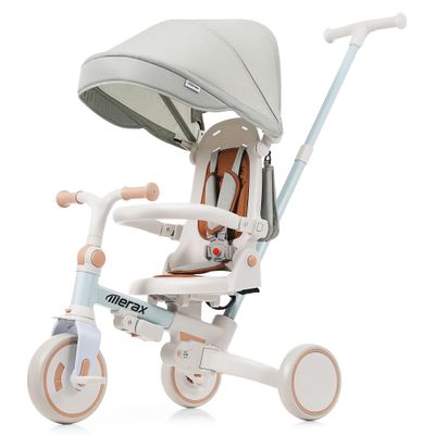 Baby Trike 7-in-1 Toddler Push Bike Parent-Controlled Toddler Tricycle to Self-Riding Tricycle Detachable Footrest