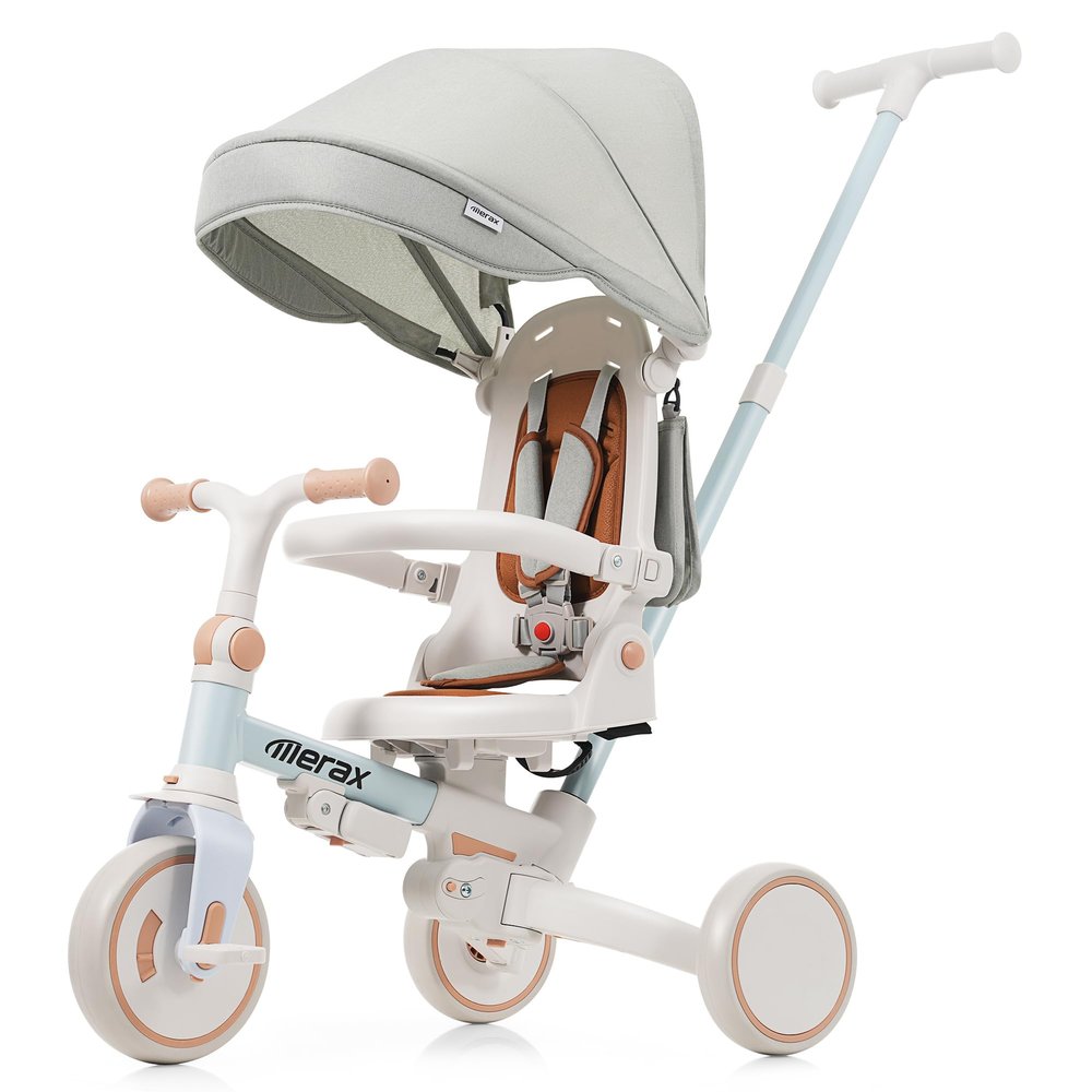 Baby Trike 7-in-1 Toddler Push Bike Parent-Controlled Toddler Tricycle to Self-Riding Tricycle Detachable Footrest