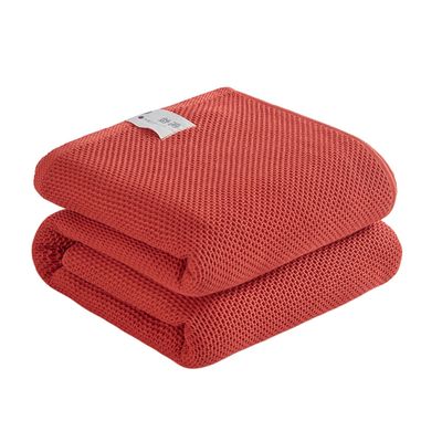 100% Cotton Muslin Blanket for Bed 40x60 Inches Cozy Soft Lightweight and Breathable Waffle Weave Blanket for Summer Home Decor Gift for Women Red(Red, 40x60 Inch)
