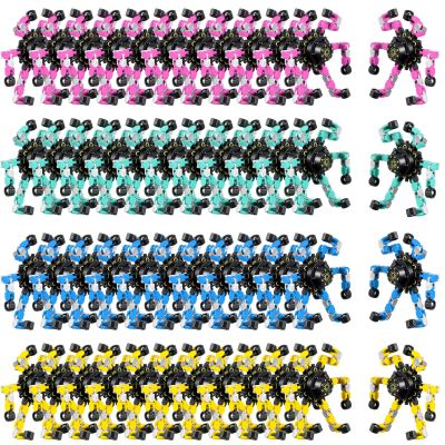 32 Pcs Transformable Fidget Spinners Toys, Valentines Party Favors, Stress Relief Sensory Fidget Toys Deformable Chain DIY Robot Spinner Fingertip Gyro Birthday Valentines Day Gifts for Kid Adults