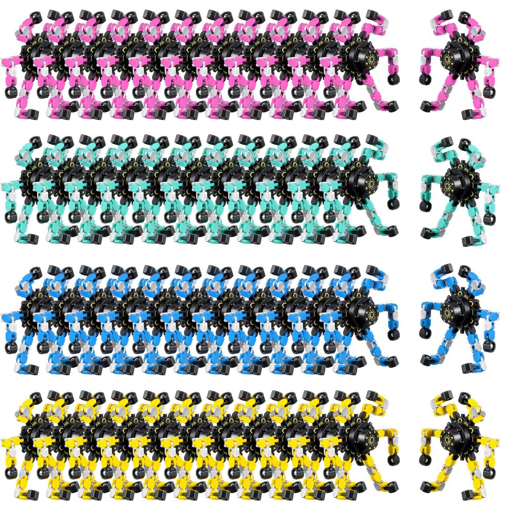 32 Pcs Transformable Fidget Spinners Toys, Valentines Party Favors, Stress Relief Sensory Fidget Toys Deformable Chain DIY Robot Spinner Fingertip Gyro Birthday Valentines Day Gifts for Kid Adults
