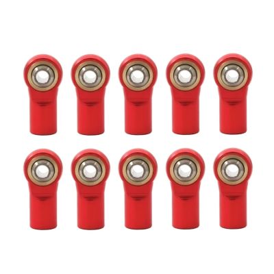 Compatible with AXIAL for SCX10 D90 D110 for Tamiya CC01 1/10 RC Car Parts 10 Pcs Metal M4 20mm Connecting Rod Tie Rod End Ball Joint RC Car Part Accessories(Red)