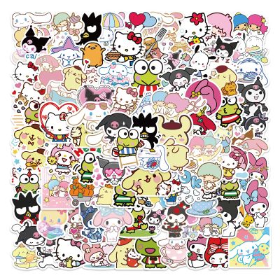 100pcs Sanrio Cartoon Stickers for Kids, Cute Hellokitty Kuromi Mymelody Stickers for Teen Girl Adult Water Bottle, Skateboard, Phone, Laptop, Bicycle, Travel Case, Guitar, Helmet