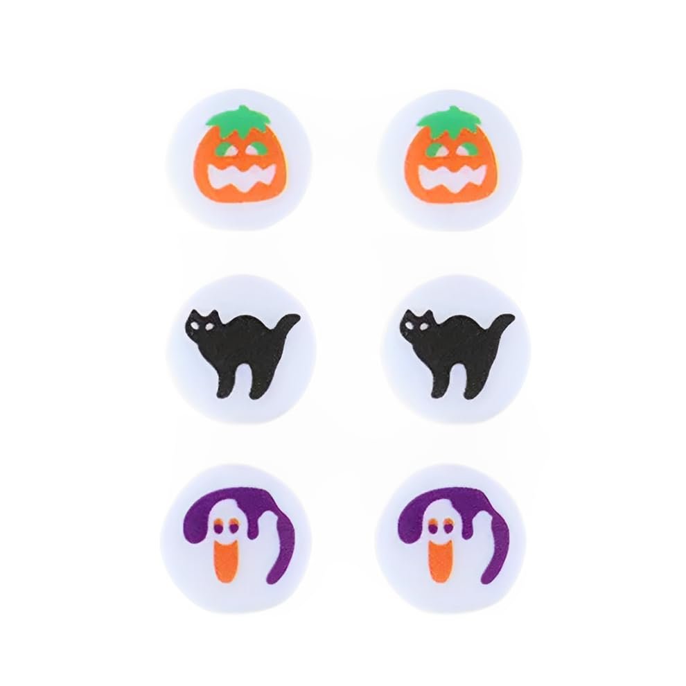 3PCS Halloween Sugar Cookie Earrings Cute Pumpkin Bat Ghost Sugar Cookie Stud Earrings Set Funny Fall Halloween Party Costume Cosplay Jewelry Gifts