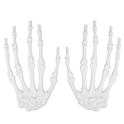 2pcs Skeleton Hands, Plastic Halloween Realistic Life Sized Skeleton Hand Decoration Skull Bone for Halloween Party Haunted House Decoration Cosplay Props (Gray)