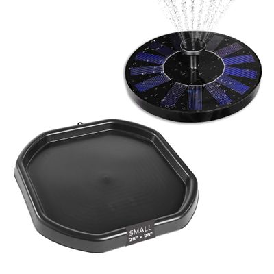 MEKA Tuff Tray with Solar Fountain, Sensory Water Play Tray for Kids, Outdoor Indoor Messy Play, STEM Activities, Classroom or Home Use ((Black, Small 28" x 28"))
