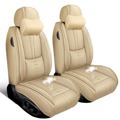 SOUIPA Car Seat Covers 2 Seats Fit for Mazda CX-90 2024 2025,Waterproof Leather Seat Covers,Airbag Compatible,Car Seat Protectors Interior Sets(2PCS with Pillows,Beige)