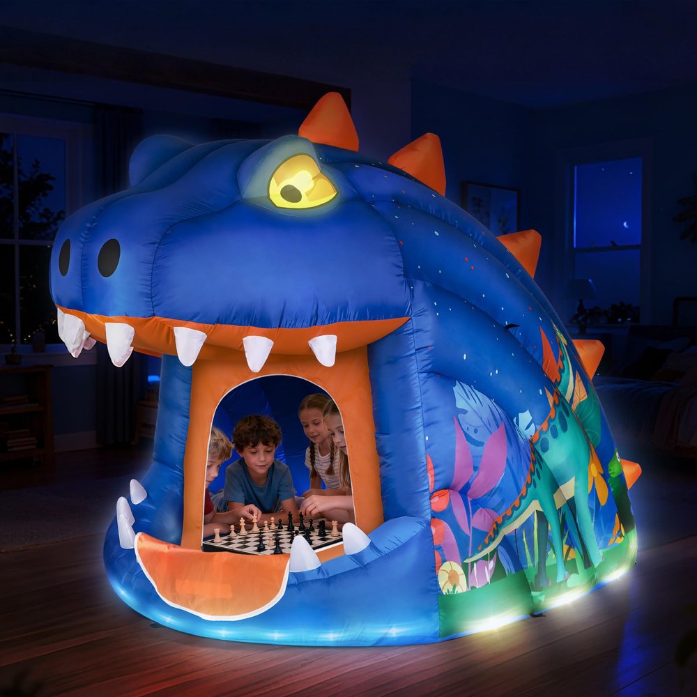 Foamore Dinosaur Sensory Tent for Kids, 8.2ft Inflatable Light Up Tent, Sensory Toys Calm Space for Autism