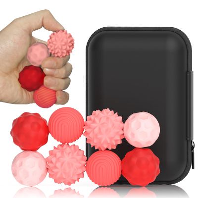 Magnetic Fidget Balls, 8 PCS Stress Relief Balls for Autism ADHD Anxiety,Silicone Toys for Kids & Adults, Quiet Office Desk Toy with Texture, Massage for Hands, Fun Gifts for Boys Girls Teens - Red