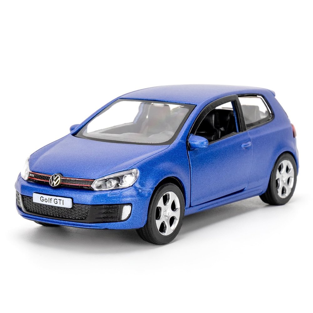 1:36 Volkswagen Golf GTI Toy Car, Diecast Pull Back Model Car, Doors Open, Collection Kids Toy for Aged 3 and up, Gift Blue