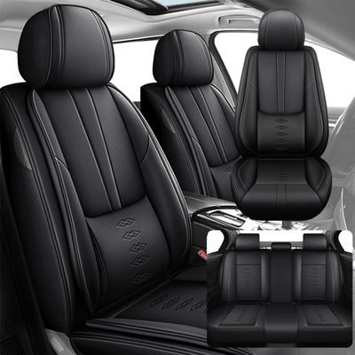 SOUIPA Car Seat Covers 5 Seats Fit for Jeep Wrangler Unlimited 2009-2022,Waterproof Leather Seat Covers,Airbag Compatible,Car Seat Protectors Interior Sets(Full Set,Black)