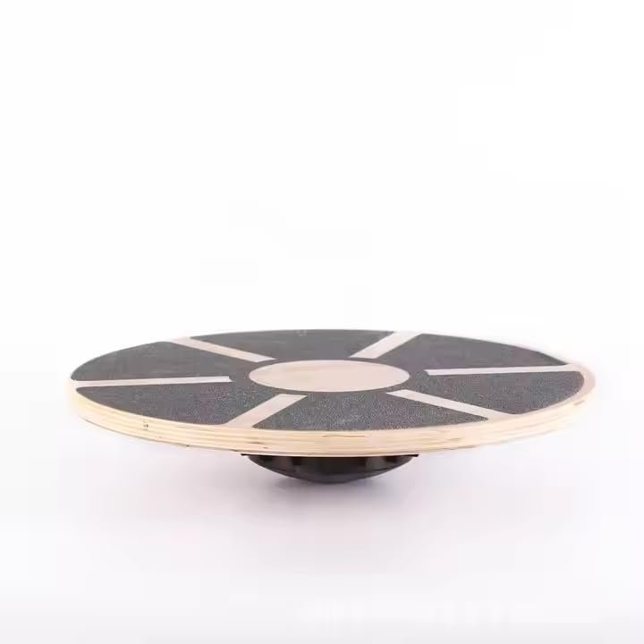 Wooden Balance Board, Non-Slip Surface, 15.7 inch Round Exercise Training Board for Fitness, Black
