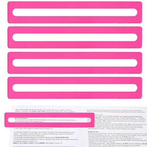 4pcs Mahjong Card Line Finder, Mahjong Rules Reader Bright Beginner-Friendly Mah Jong Card Guide Reader Helper Tool Perfect Mah Jong Gifts & Accessories for Players (Pink)