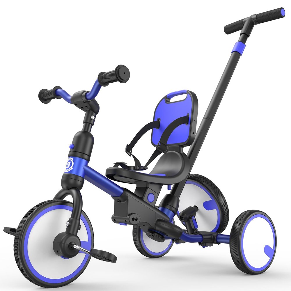 besrey Toddler Tricycle with Spare Wheel,Toddler Bike 1-3 Years Old,5 in 1 Kids Trike with Push Handle,Backrest and Safety Belt,Balance Bike 1+ Year Old,Birthday Gift and Toy for Boys and Girls