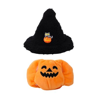 Halloween Clothes for 17cm Doll, Cute Orange Pumpkin Outfit with Witch Hat Stylish Doll Clothing Costume Set Halloween Accessories Supplies(Clothes Only)
