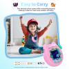 for Tamagotchi Paradise Soft Silicone Case and TPU Clear Screen Protector flim, 360-degree Full Protective with Flower Series Lanyard, Scratch Shock Protection, Pink view 2