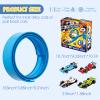 13 Ft Flexible Race Car Track Compatible with Hot Wheels and Diecast 1:64th Cars,Classic Long Rolls Up Portable Racetrack Roll Up Race Track, Birthday Gifts for Boys Girls Ages 3-12, Blue view 3