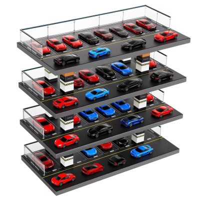 1/64 Parking Garage Diorama, Toy Car Storage Stand, 4 Levels 24 Spots Model Car Display Case Organizer, with 24 Parking Spaces with Horizontal Railing, for Home Decoration, Gifts