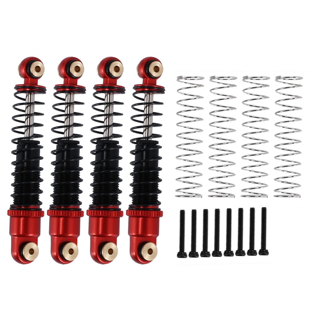 Heeucnon 4Pcs Metal 40MM Oil Damper for SCX24 C10 JLU 1/24 RC Crawler Car Upgrades,Red